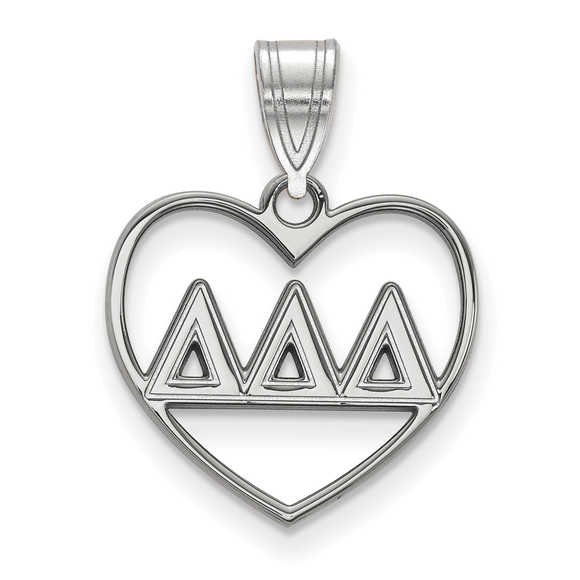 Sterling Rhodium-plated Delta Delta Delta Sorority Greek  Heart Pendant - Picture 1 of 2